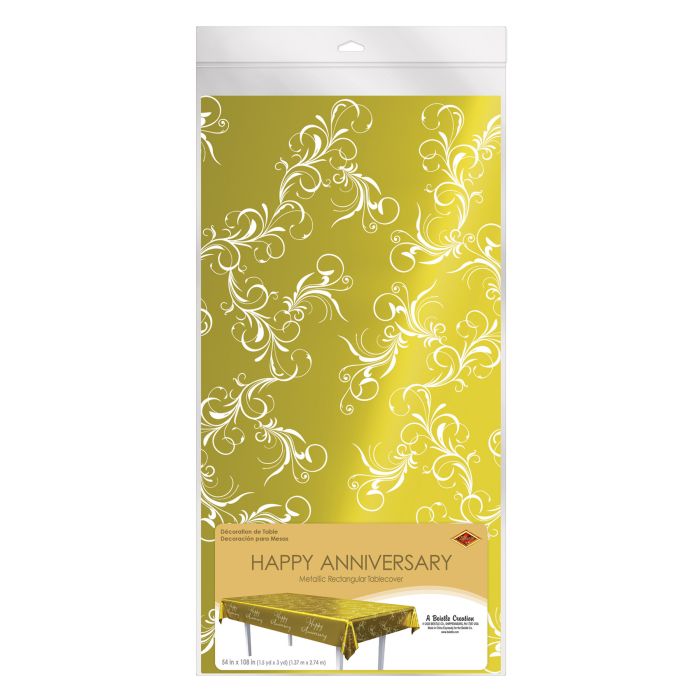 Metallic Happy Anniversary Tablecover
