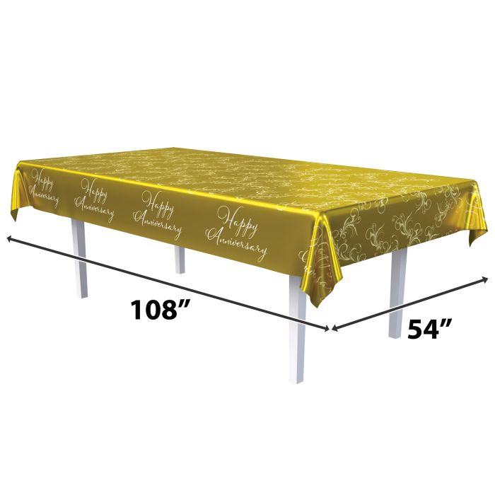 Metallic Happy Anniversary Tablecover