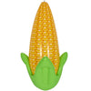 Corn-shaped inflatable pool float with green base on a white background