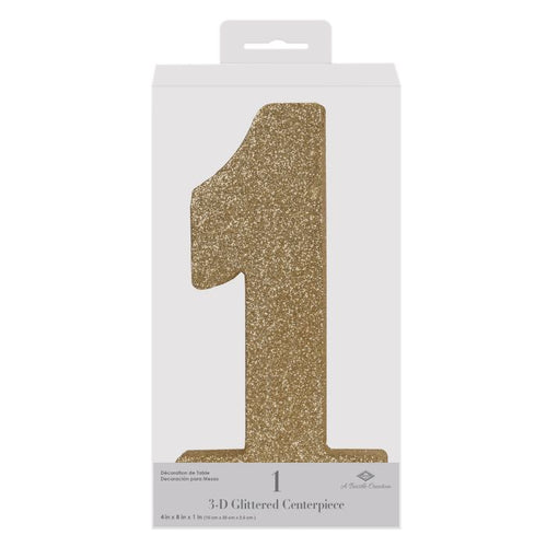3-D Glittered "1" Centerpiece