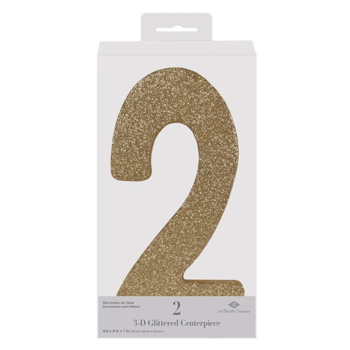 3-D Glittered "2" Centerpiece
