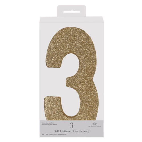 3-D Glittered "3" Centerpiece
