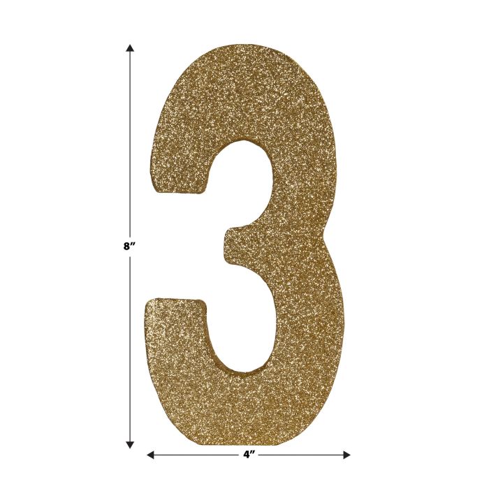 3-D Glittered "3" Centerpiece