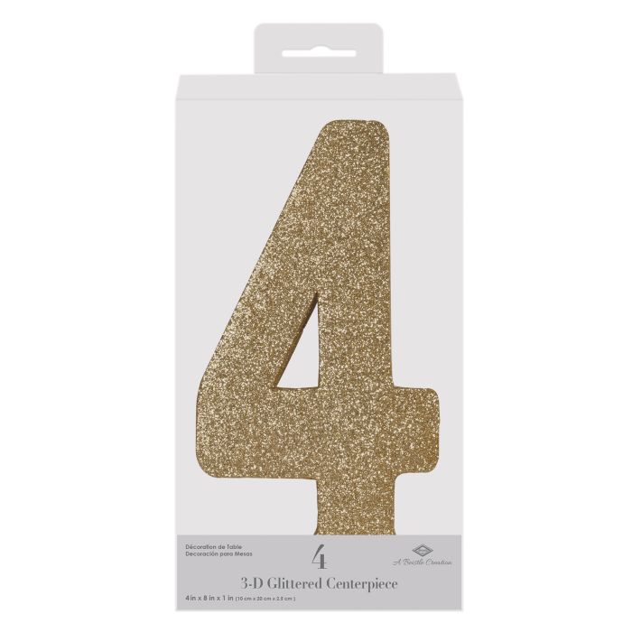 3-D Glittered "4" Centerpiece