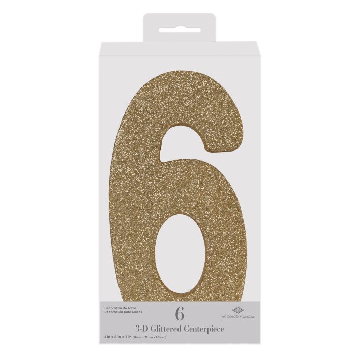 3-D Glittered "6" Centerpiece