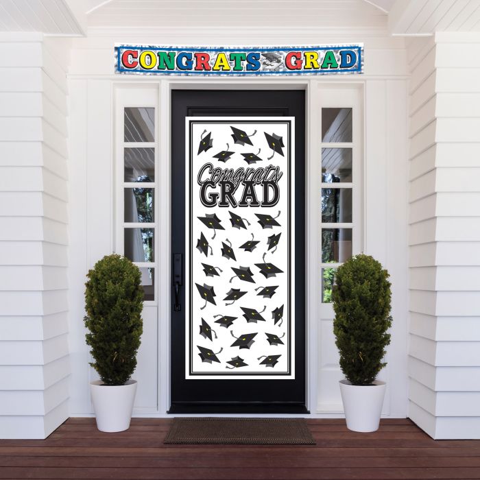 Congrats Grad Door Cover | Black