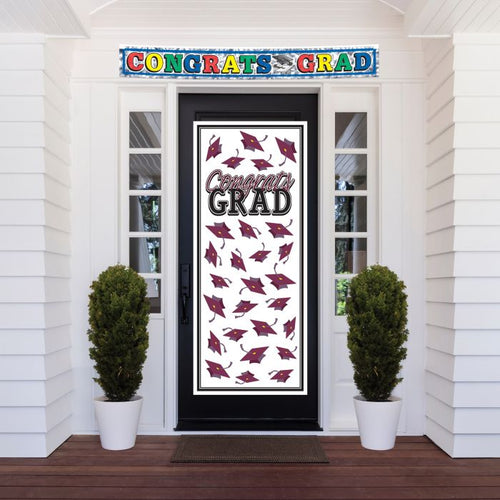 Congrats Grad Door Cover | Burgundy
