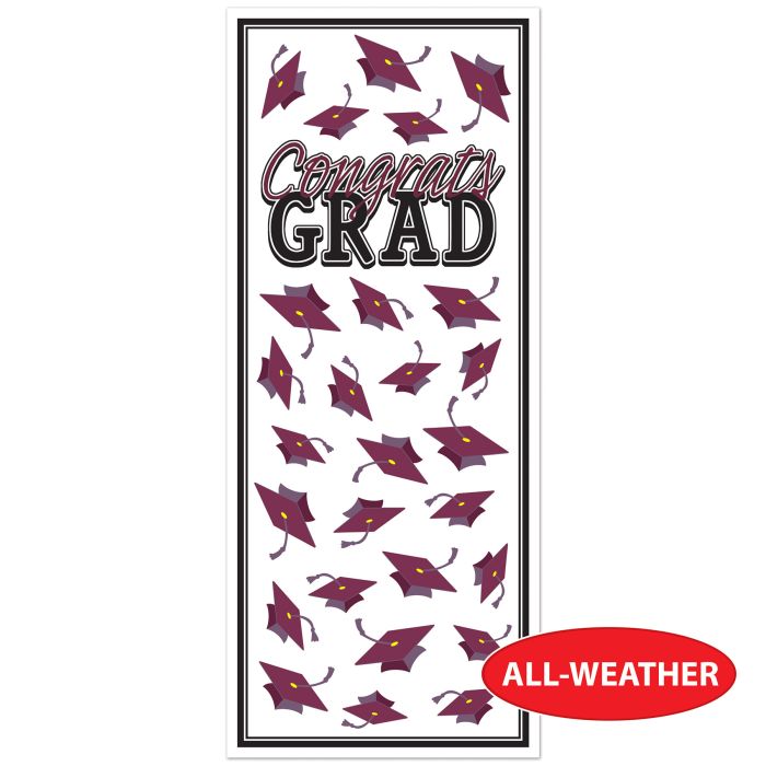 Congrats Grad Door Cover | Burgundy