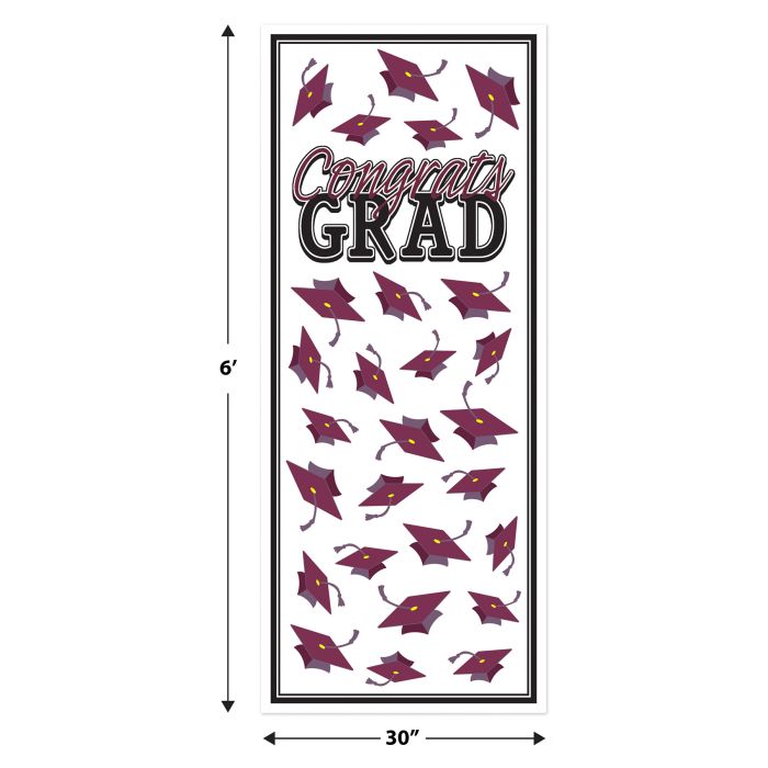 Congrats Grad Door Cover | Burgundy
