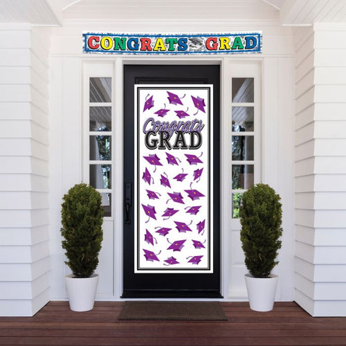 Congrats Grad Door Cover | Purple