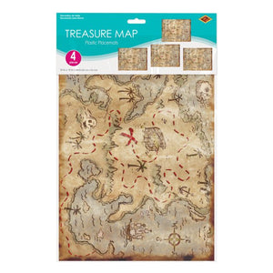 Plastic Treasure Map Placemats 4ct