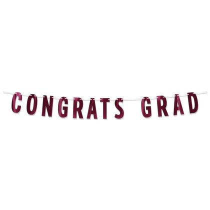 Foil Congrats Grad Banner | Burgundy