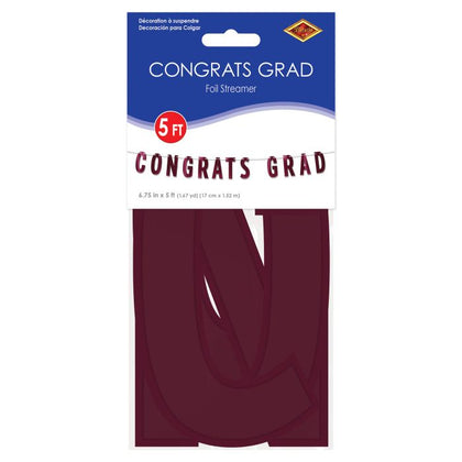 Foil Congrats Grad Banner | Burgundy