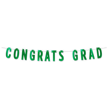 Foil Congrats Grad Banner | Green