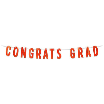 Foil Congrats Grad Banner | Orange