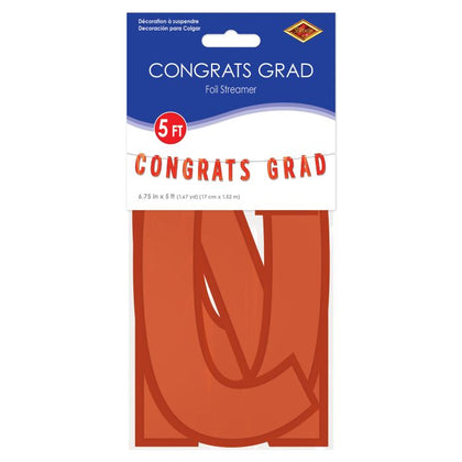 Foil Congrats Grad Banner | Orange