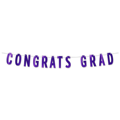 Foil Congrats Grad Banner | Purple