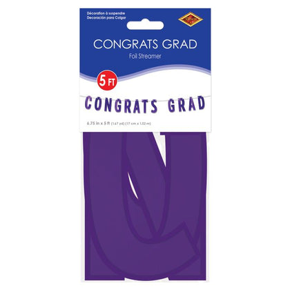 Foil Congrats Grad Banner | Purple