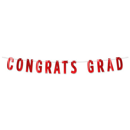 Foil Congrats Grad Banner | Red