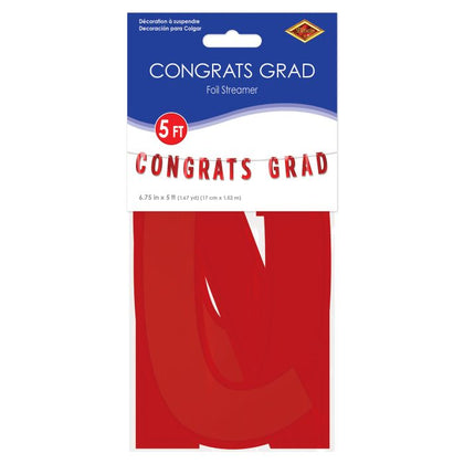 Foil Congrats Grad Banner | Red