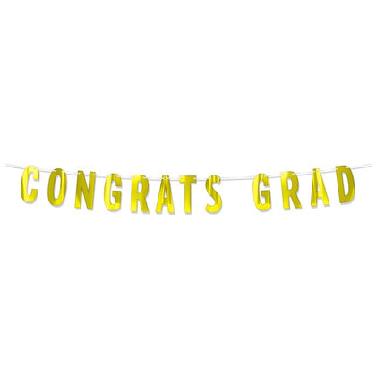 Foil Congrats Grad Banner | Yellow