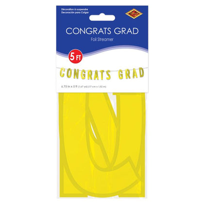 Foil Congrats Grad Banner | Yellow