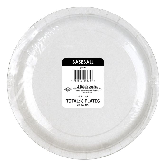 Baseball 9in Paper Plates 8ct