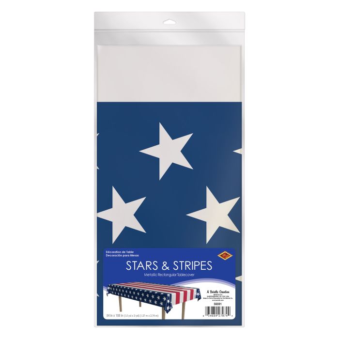 Packaged tablecloth with star pattern on a blue background