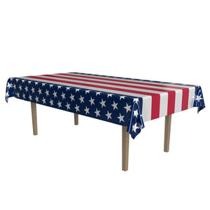 Tablecloth with American flag design on a white background