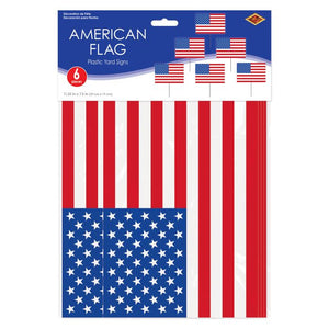 Plastic American Flag Yard Signs 6ct