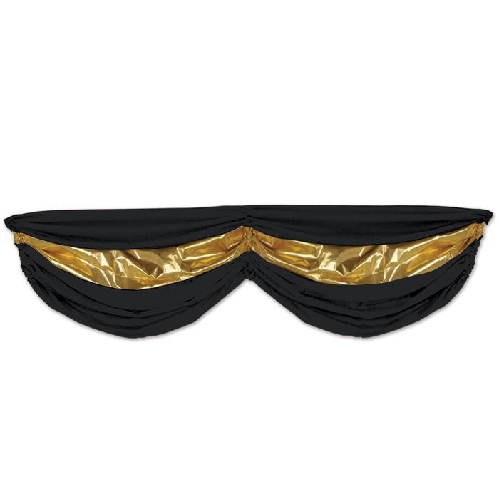 Black & Gold Fabric Bunting 5' 10" | New Year's Eve