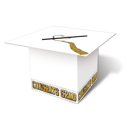 Grad Cap Card Box - White | Graduation