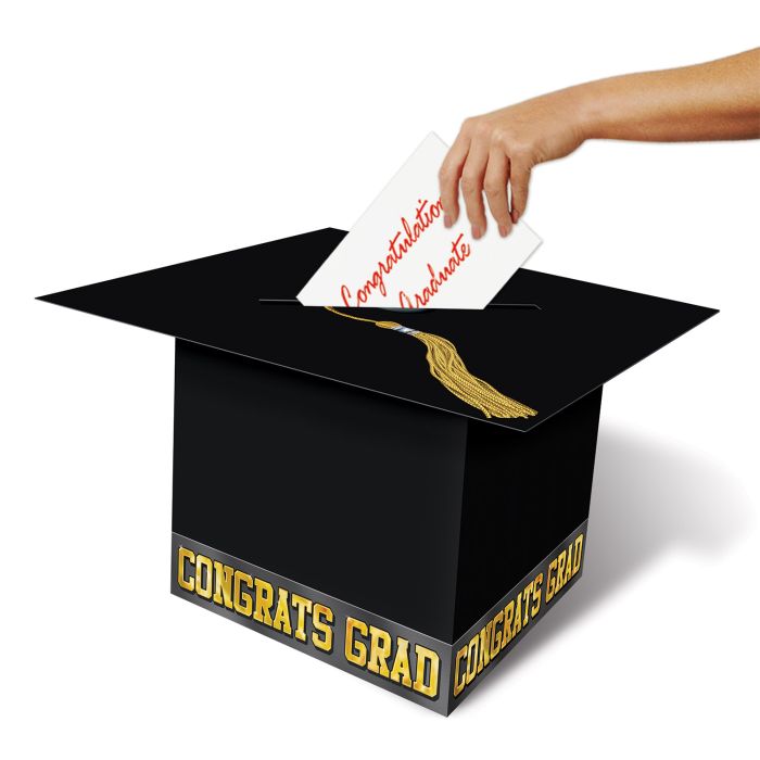 Grad Cap Card Box - White | Graduation