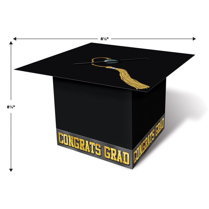 Grad Cap Card Box - Black | Graduation