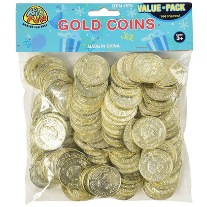 Plastic Gold Coins 144pc