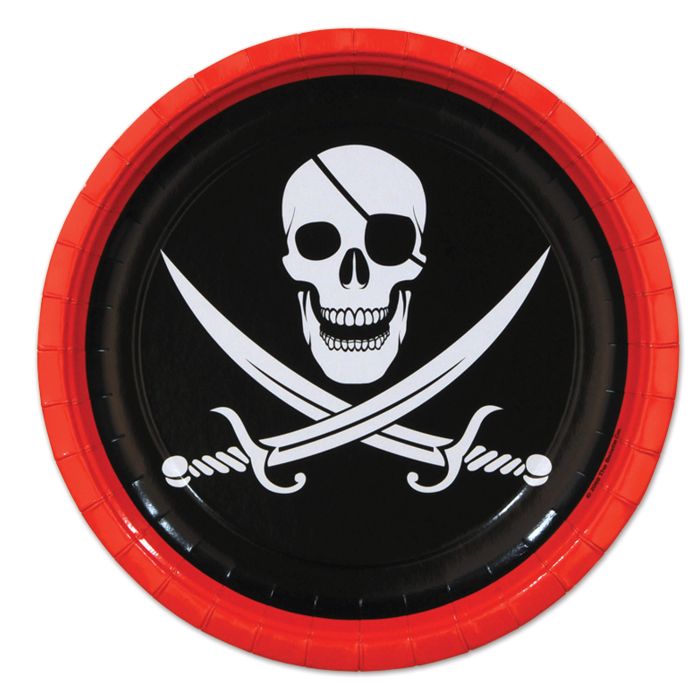 9in Paper Pirate Plates 8ct