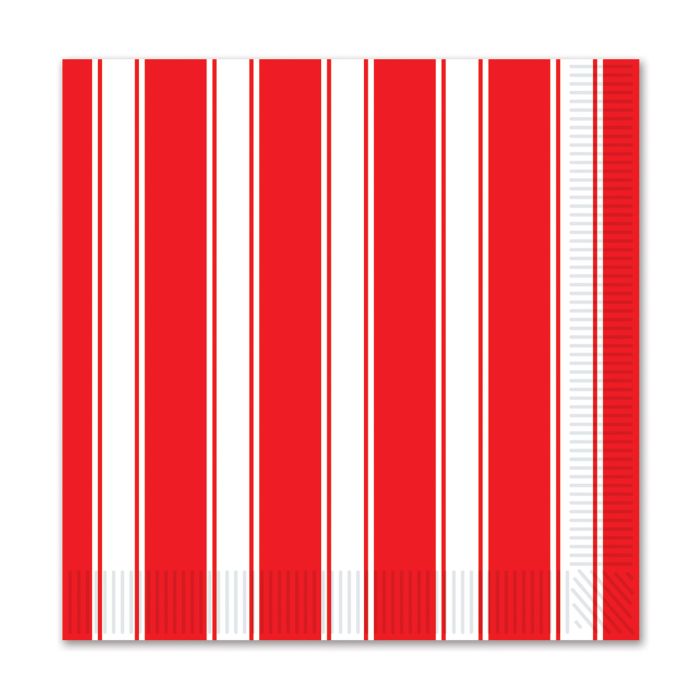 Red & White Stripes Beverage Napkins 16ct
