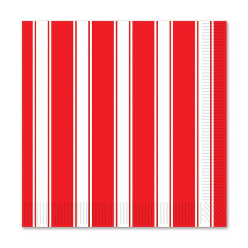 Red & White Stripes Beverage Napkins 16ct