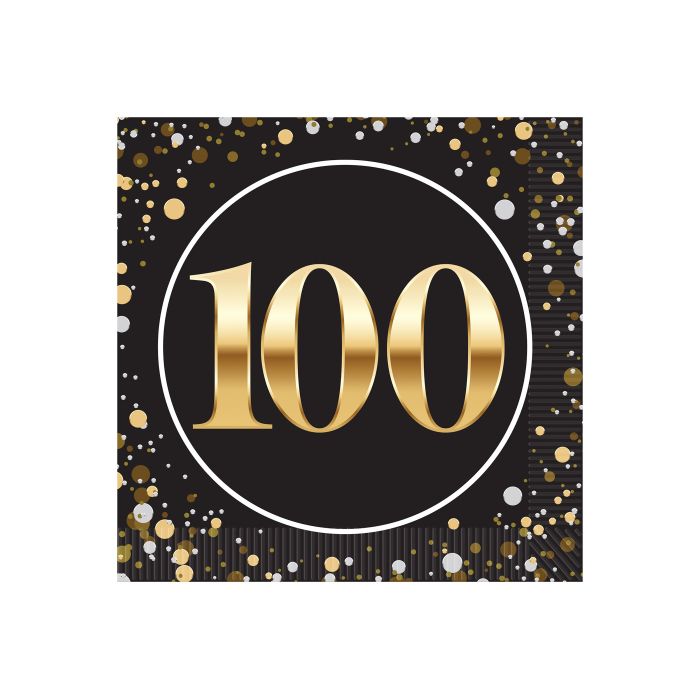 100th Birthday Beverage Napkins 16ct