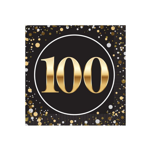 100th Birthday Beverage Napkins 16ct