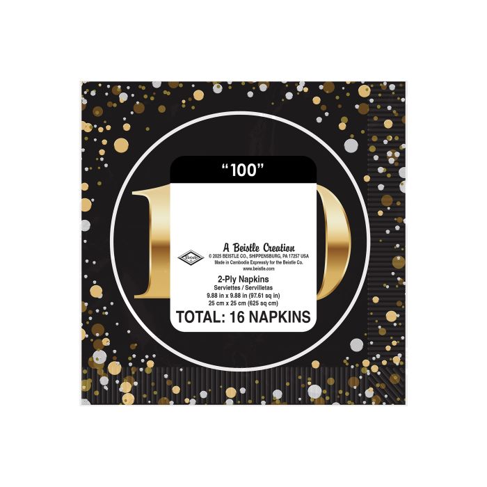 100th Birthday Beverage Napkins 16ct