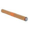 Cigar with a brown wrapper and orange band on a white background