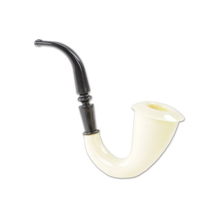 White smoking pipe with black accent on a white background