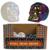 SKULL HEAD PLASTIC 4IN DECOR METALLIC/ WHITE SHIMMER