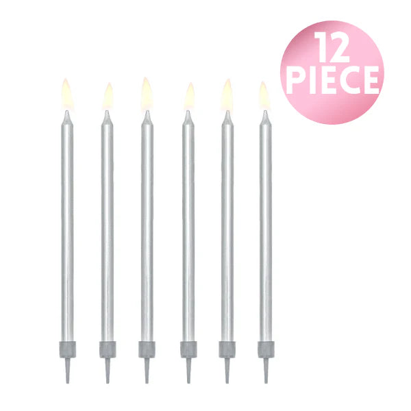 5in Stick Candle - Silver 12ct