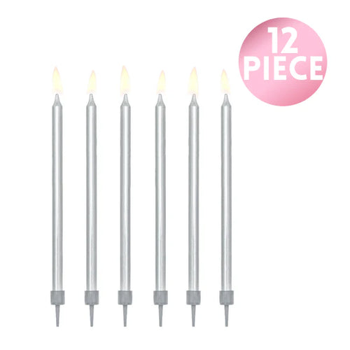 5in Stick Candle - Silver 12ct