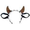 Headband with brown horns and black ribbons on a white background