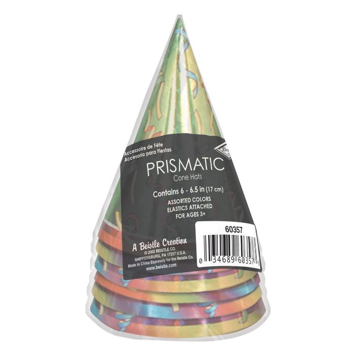 Prismatic Cone Hats 6ct