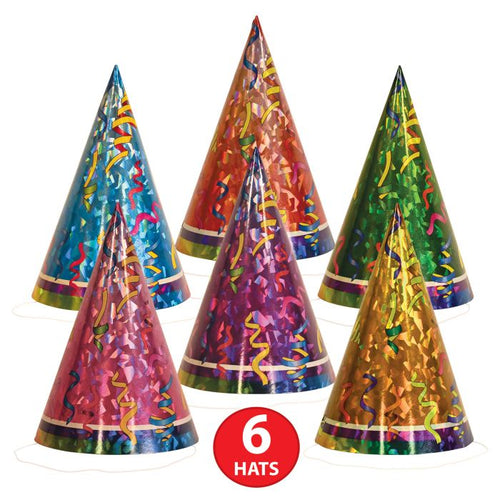 Prismatic Cone Hats 6ct