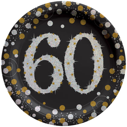 Sparkling Celebration 60th Round 9in Prismatic Plates 8ct